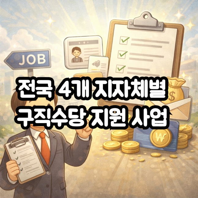 서울, 경기, 부산, 인천 등 4개 지자체에서 지급하는 최대 360만 원 구직수당 지원 사업 안내 대표 이미지