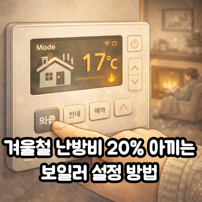 겨울철 난방비를 20% 아끼는 보일러 외출모드 및 예약 모드 설정 방법을 설명하는 대표 이미지